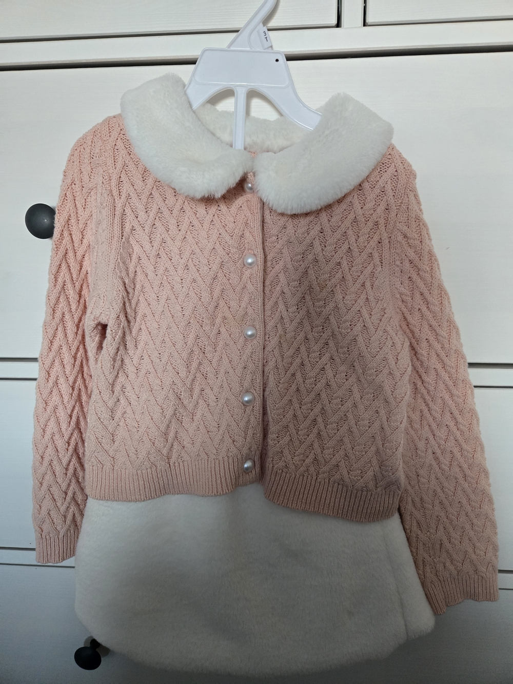 Cynthia Rowley Blush Pink Knit Cardigan with Cream Trim